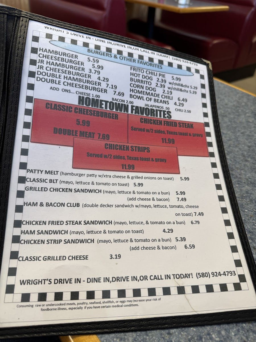 Wright's Drive In Menu - Image 5